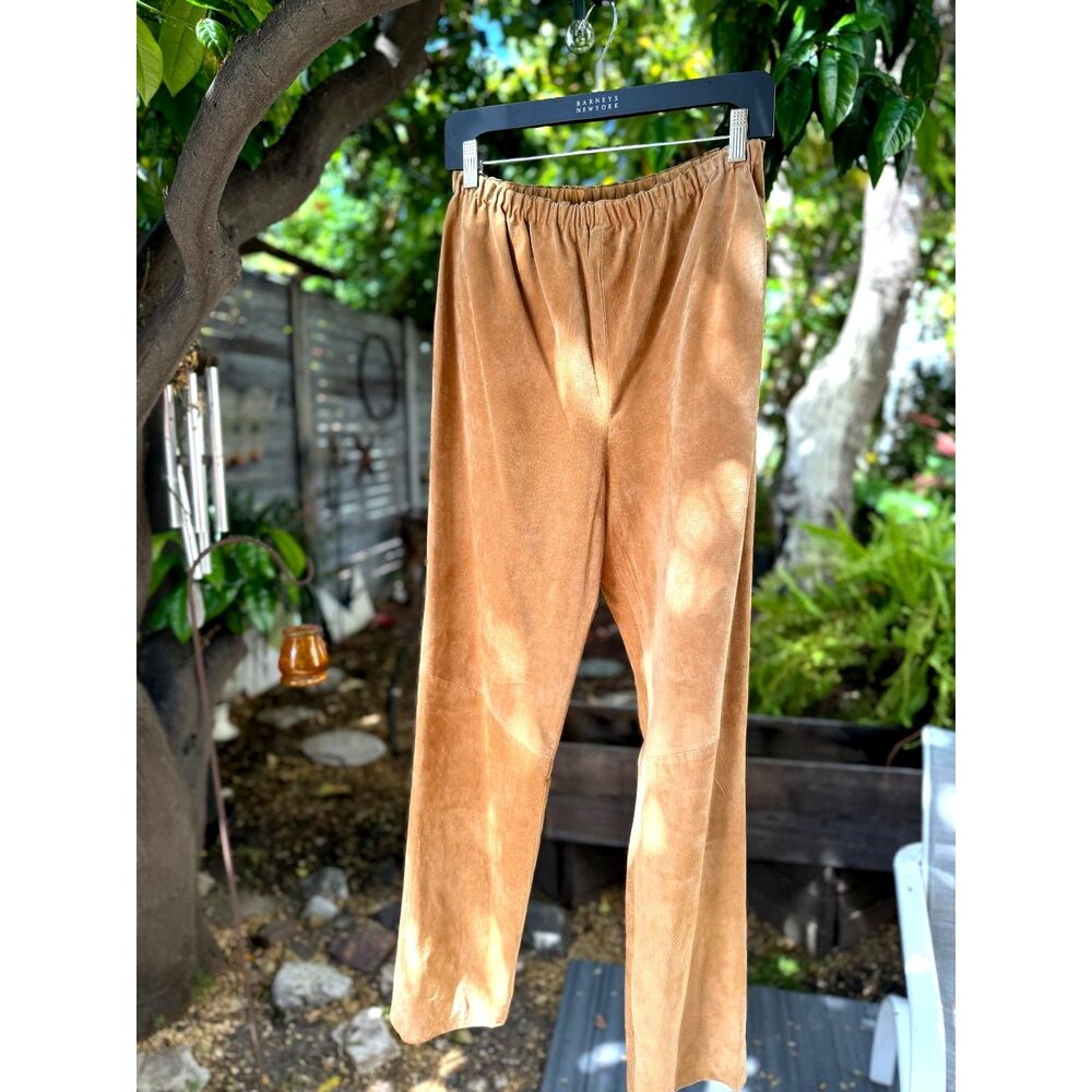 Sienna Studio Camel !00% Suede Leather Fully Lined Elastic Waistband Pants SZ L